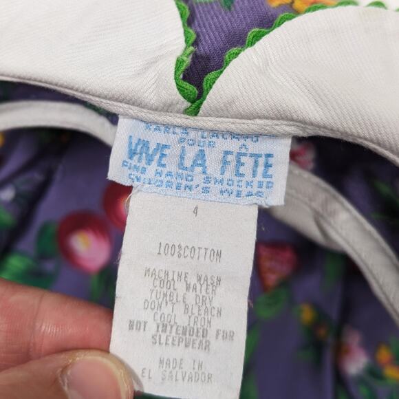 Viva La Fete Dress Girls Size 4 Purple Floral Midi Fruit Boutique - Picture 4 of 4